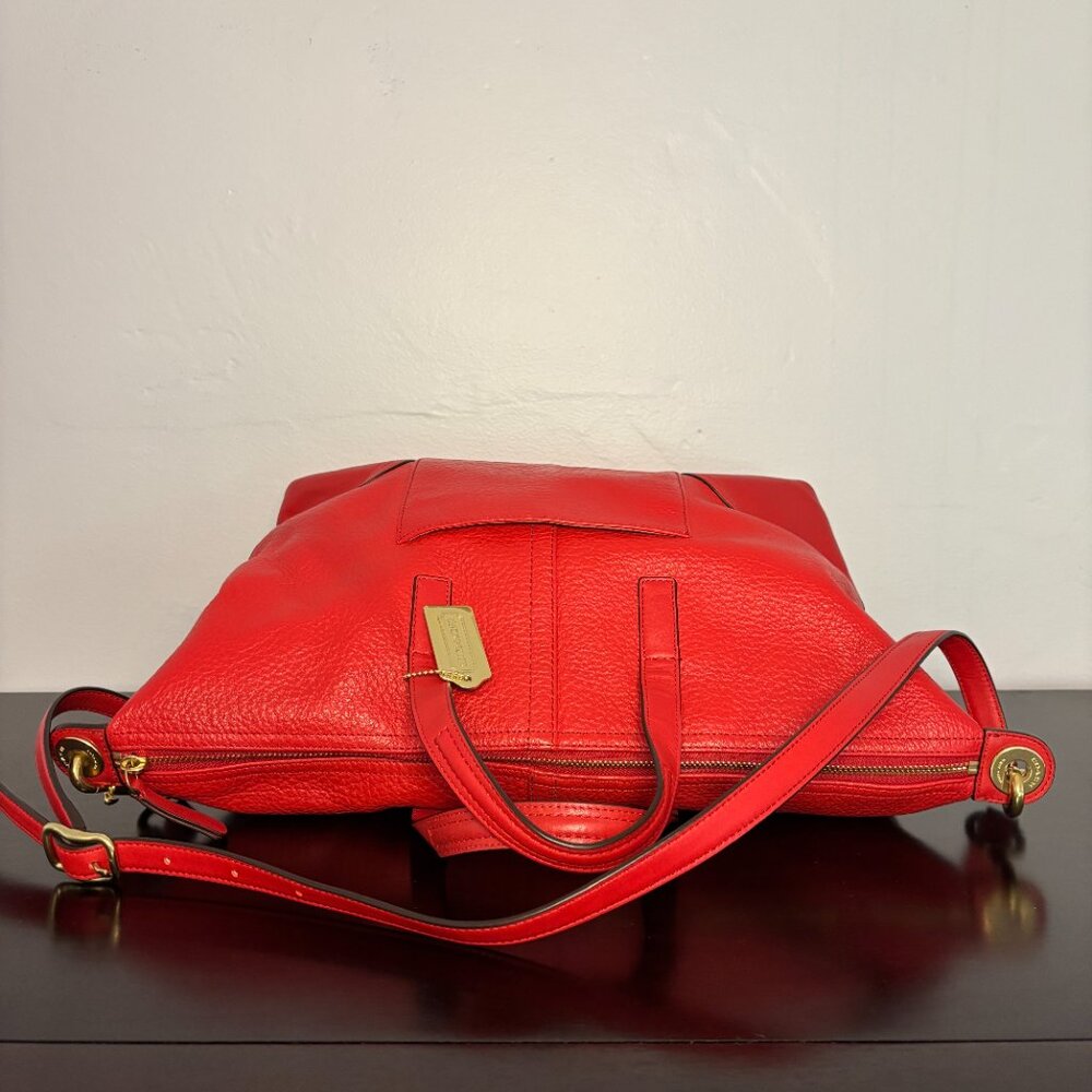 Coach Hadley Luxe Grain Bright Red Leather Zip Satchel - Picture 6 of 11